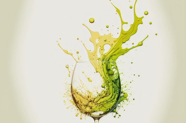 White background with an isolated white wine splash