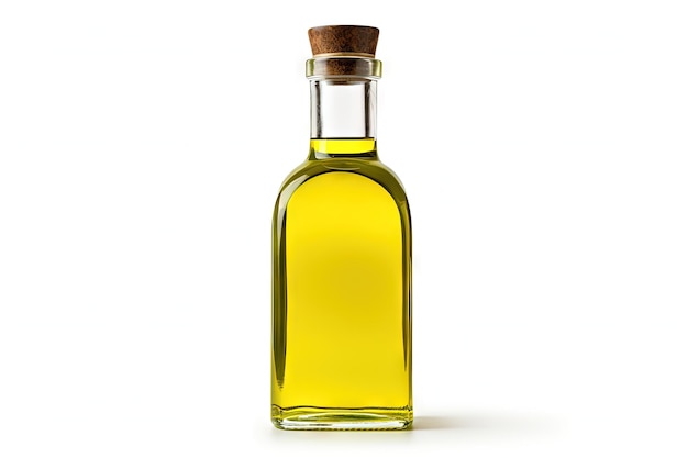 White background with olive oil bottle with clipping path