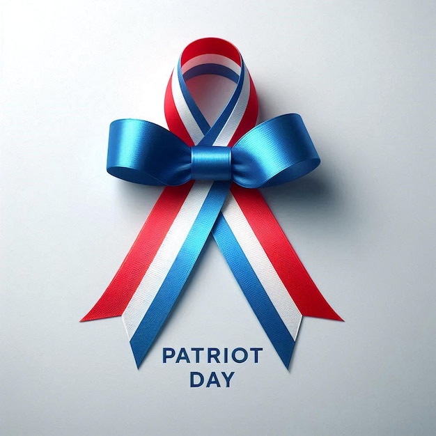 Photo a white background with a red blue and white ribbon with a ribbon that says quot patriotic day quot