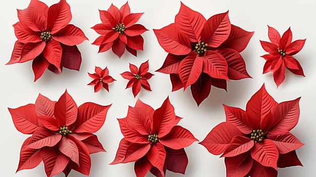 Photo white background with red flowers