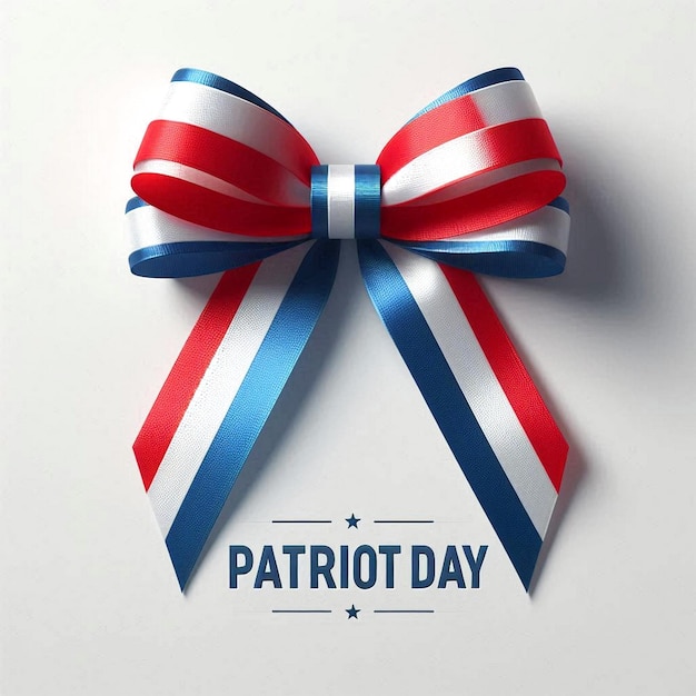 a white background with a red white and blue ribbon with a ribbon that says quot patriotic day quot