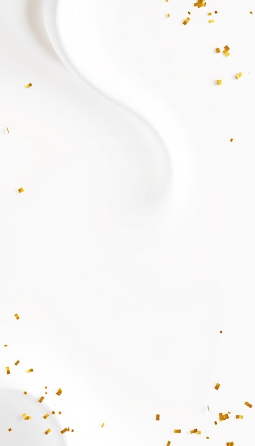 White background with scattered gold confetti