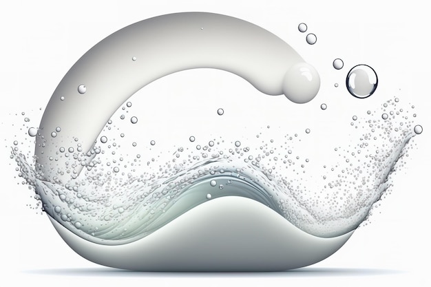 A white background with a single wave of water and bubbles