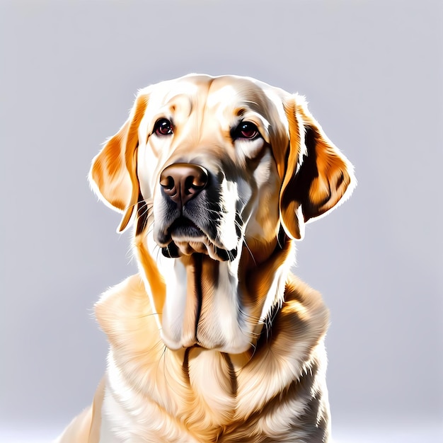 White Background with Sitting Golden Labrador Retriever