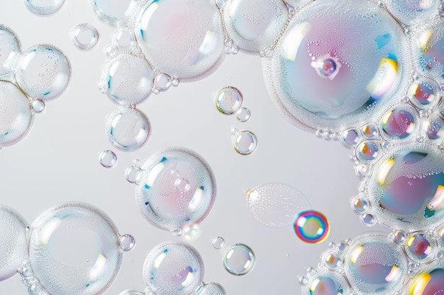 White background with soap bubbles