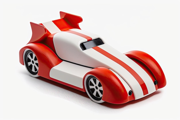 White background with a toy car racing track