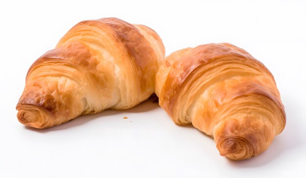 A white background with two croissants Generative AI