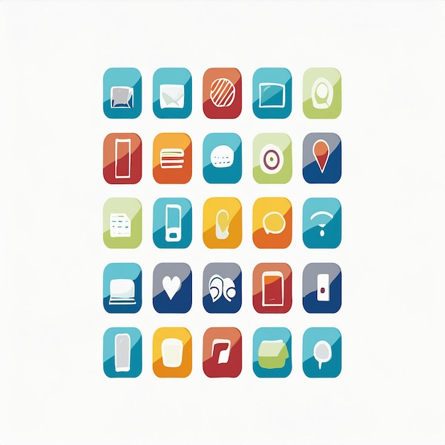 a white background with a variety of apps including a cell phone