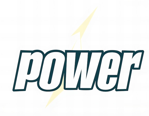 a white background with a yellow lightning and the word power