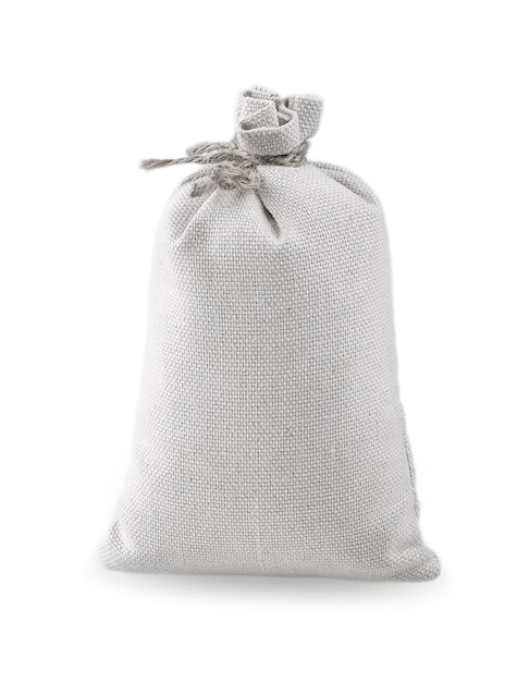 White Bag of burlap isolated on white background