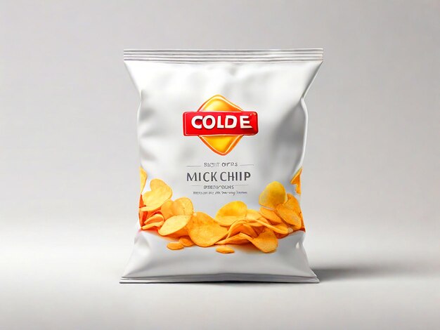 Photo white bag of chips mockup white background stock image