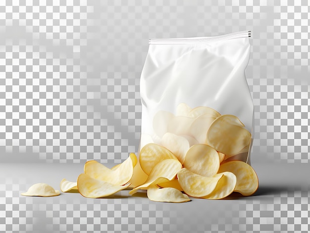 White bag of delicious potato chips in high resolution