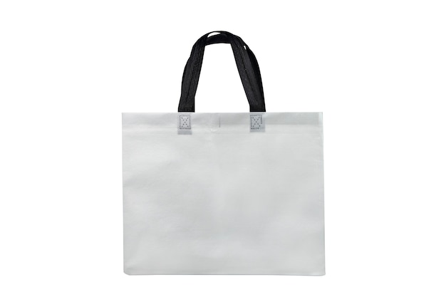 white bag with black handles isolated on white background