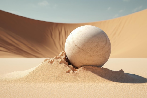 a white ball on sand