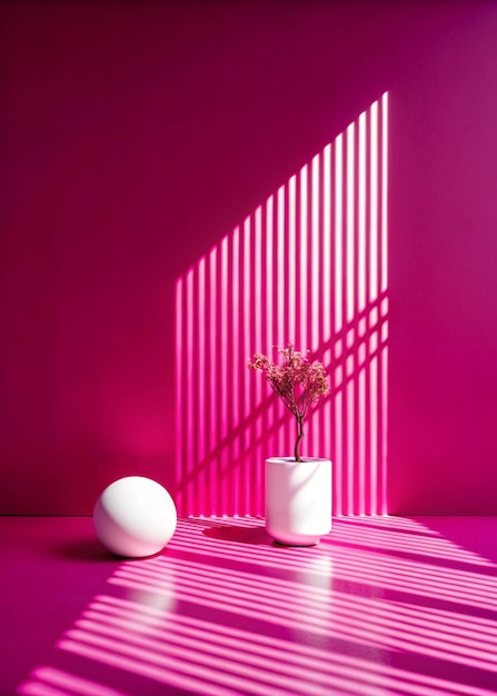 Photo a white ball sits in front of a pink wall with a pink background