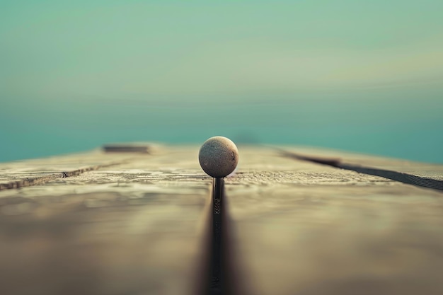 White Ball on Wooden Table