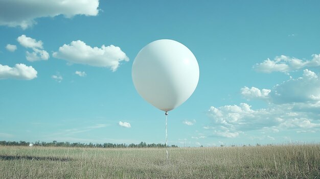 Photo white balloon floating in a blue sky