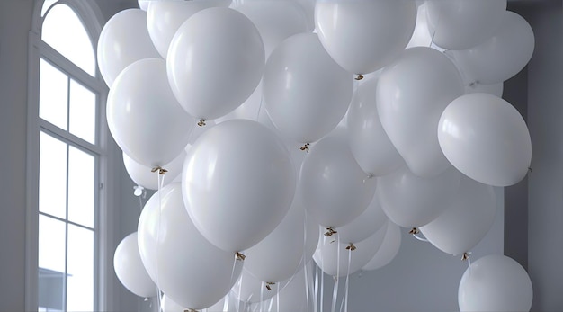 white balloons aesthetic background