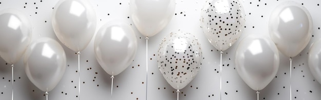 White balloons on a white background Festive backgroundgenerative ai