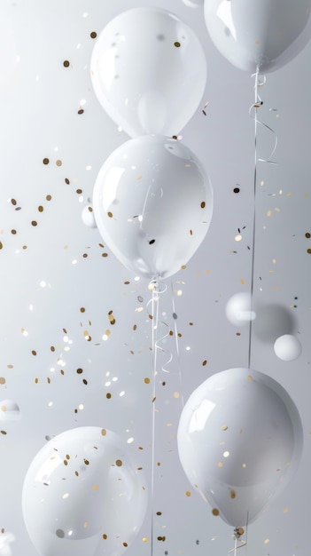 Photo white balloons with gold confetti