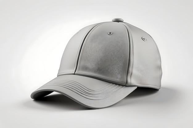 White baseball cap mockup on white background 3D render