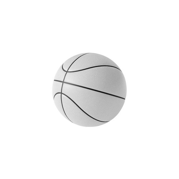 White basketball ball isolated on white background 3d rendering