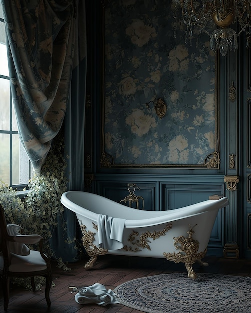 a white bath tub with a plant in it