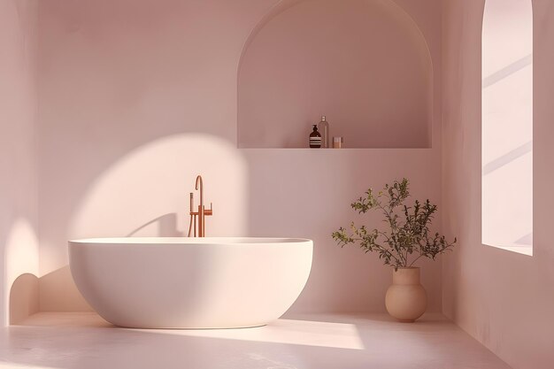 Photo a white bath tub with a plant in it