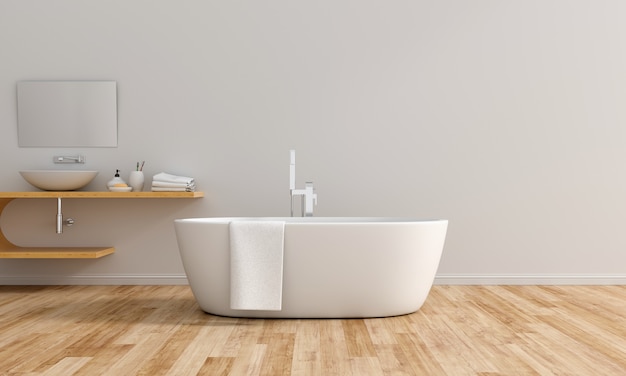 White bathroom interior bathtub