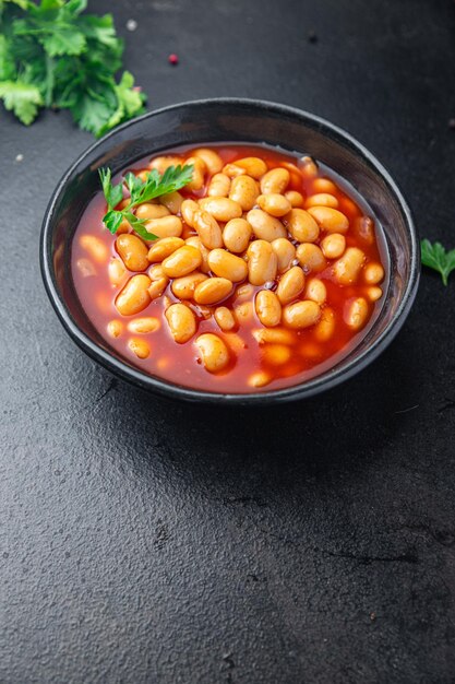 white bean tomato sauce legume beans food fresh healthy meal diet snack on the table copy space