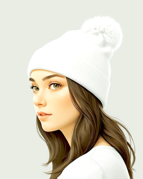 Photo white beanie hat