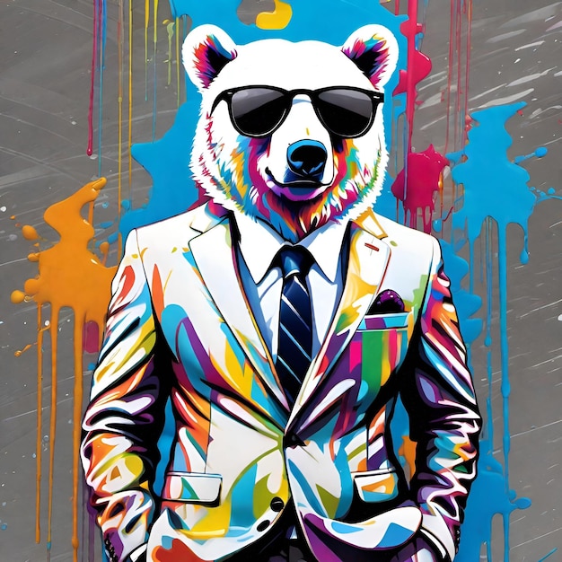 White bear wearing a suit