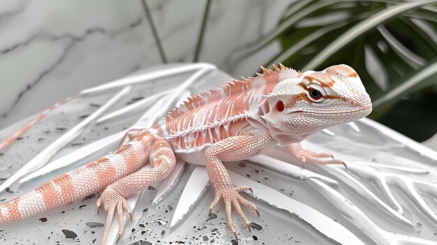 Photo white bearded dragon on grey surface