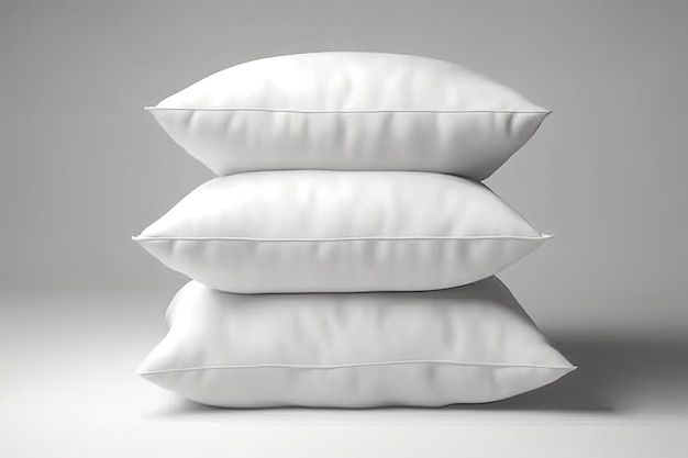 White bed pillows on a white background