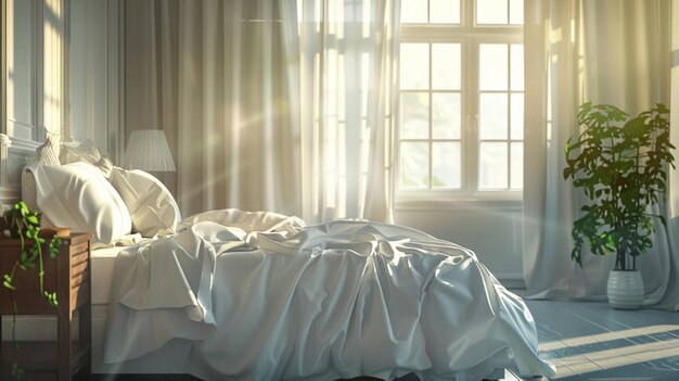 a white bed with a white sheet that says  sunshine