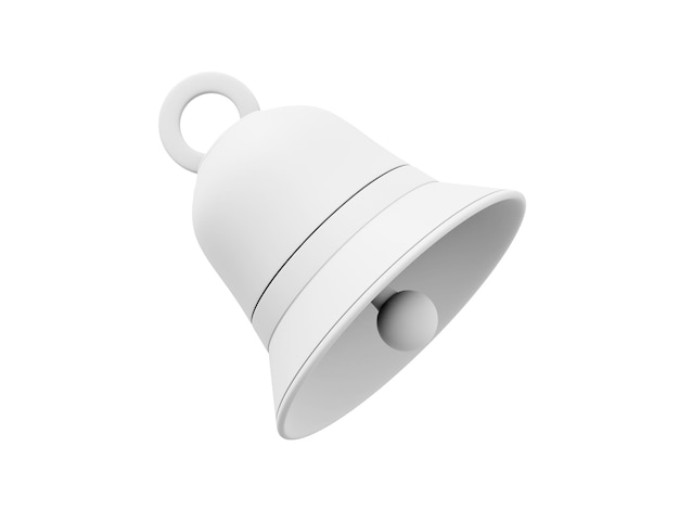 White bell notification symbol 3D rendering Icon on white background