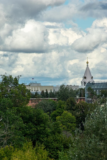 White bell tower in the Kremlin of Nizhny Novgorod