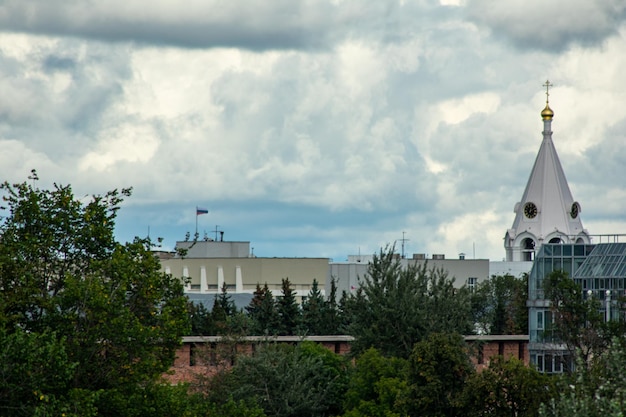 White bell tower in the Kremlin of Nizhny Novgorod