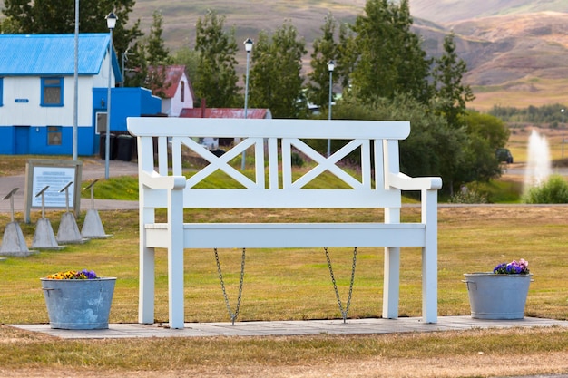 White Bench in Iceland park