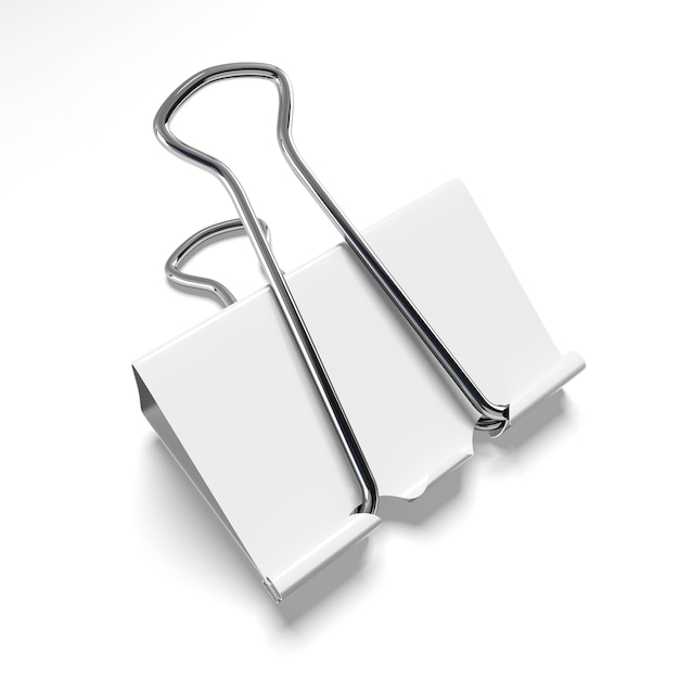 White binder clip isolated