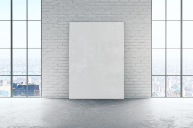 White birck interior with empty poster