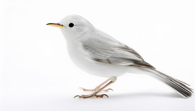 White Bird on White Background Closeup of a Small Bird with White Feathers