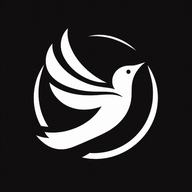 a white bird with a black background with a white outline