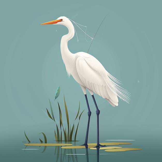 Photo a white bird with a long neck stands in the water