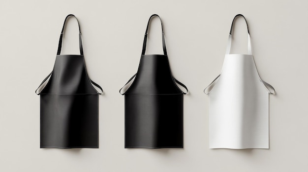 Photo white and black aprons mockup on clean background