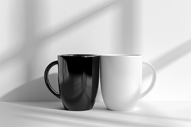 Photo white and black coffee mug mockup