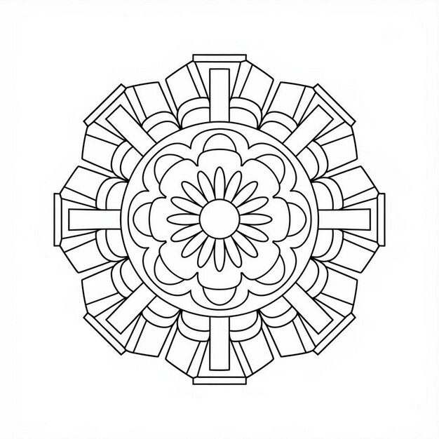 a white and black drawing of a flower and a white background