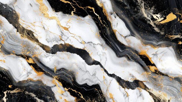 White Black and Gold Marble Seamless Pattern