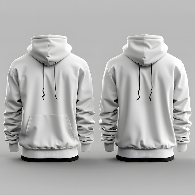 white black hoodie front back mockup fashionable template sweatshirt casual clothes with hood