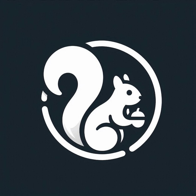 Photo a white and black logo with a squirrel on it